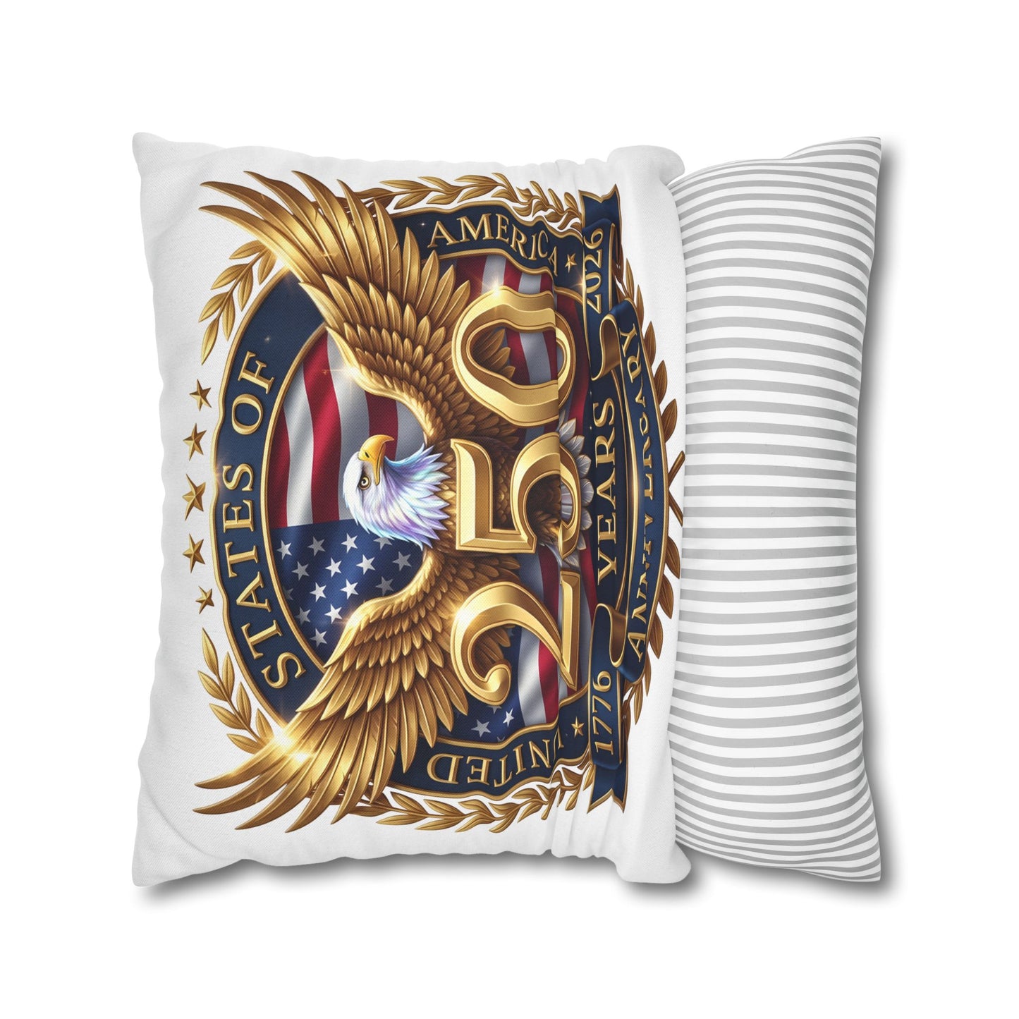 250th USA Anniversary Pillowcase – Patriotic Eagle 1776–2026 Decorative Throw Pillow Cover
