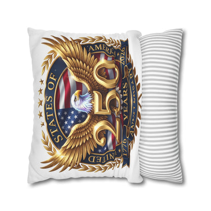 250th USA Anniversary Pillowcase – Patriotic Eagle 1776–2026 Decorative Throw Pillow Cover
