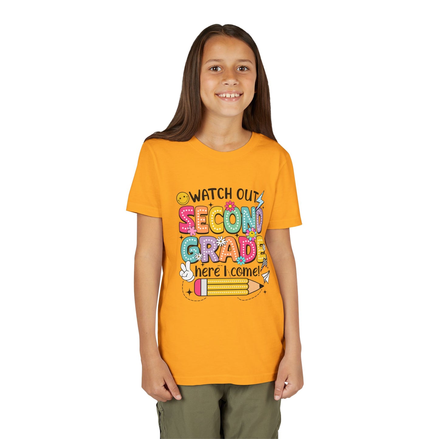 Second Grade Kids T‑Shirt – "Watch Out Second Grade Here I Come" Back‑to‑School Tee