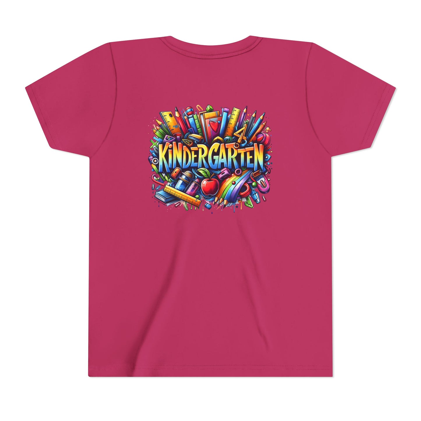 Kindergarten Colorful School Supplies Youth Tee — Back-to-School Kids T-Shirt