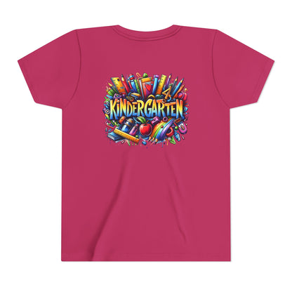 Kindergarten Colorful School Supplies Youth Tee — Back-to-School Kids T-Shirt