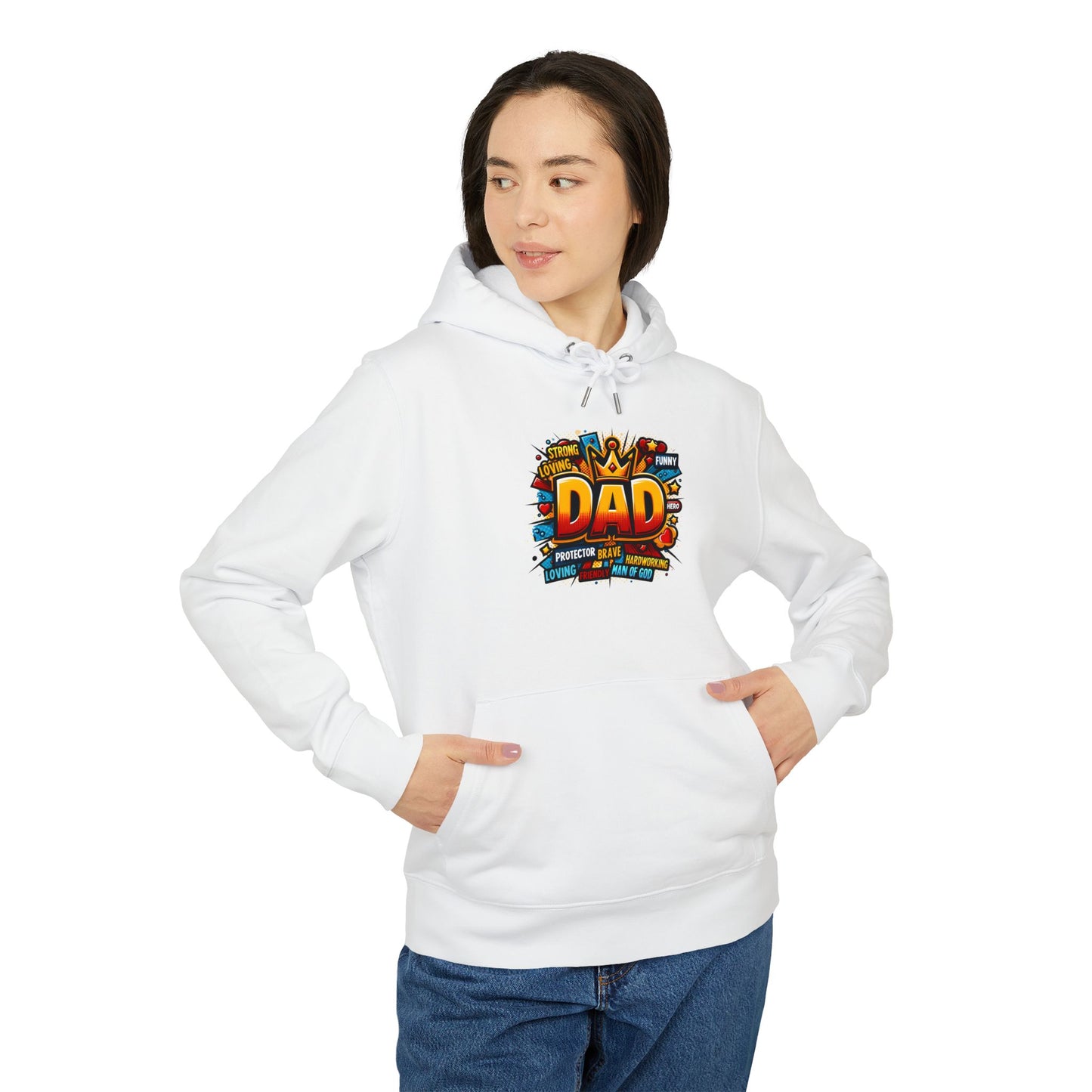 Dad Graphic Hoodie – Colorful ‘DAD’ Crown Design, Funny Loving Protector Gift for Father’s Day