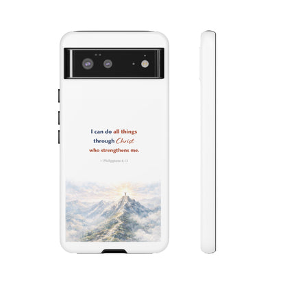 Christian Phone Case – “I Can Do All Things Through Christ” Inspirational Tough Case