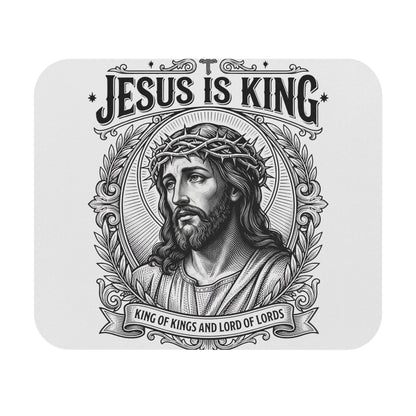 Jesus Is King Mouse Pad — Religious Christian Desk Mousepad, 'King of Kings and Lord of Lords' Design