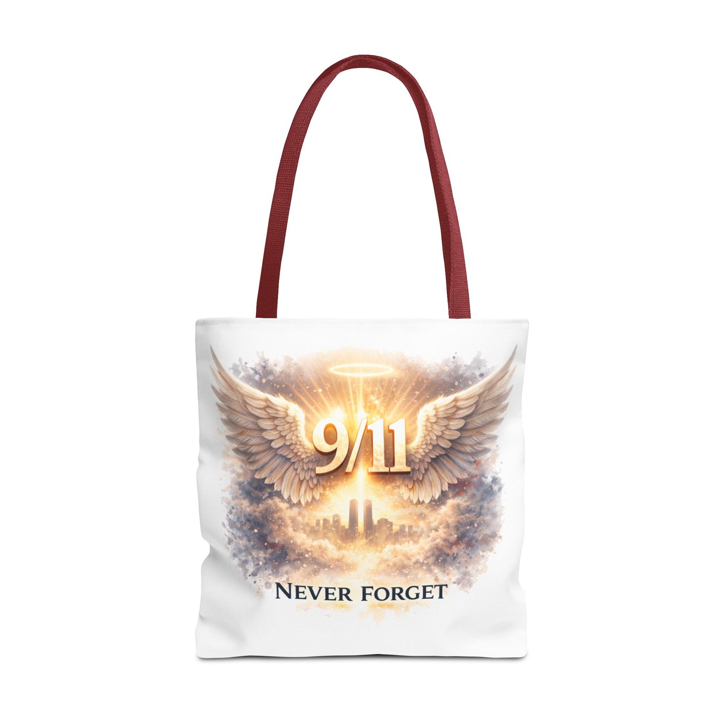 9/11 Memorial Tote Bag – 'Never Forget' Angel Wings Tribute