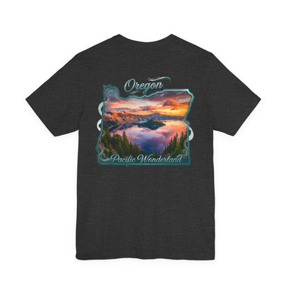 Oregon Pacific Wonderland T‑Shirt — Scenic Sunset State Map Tee