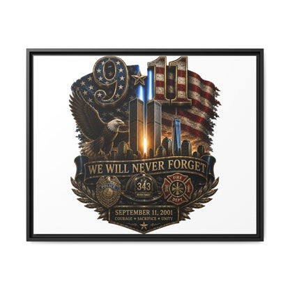 9/11 We Will Never Forget Framed Matte Canvas