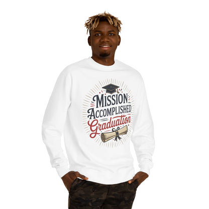 Graduation Sweatshirt "Mission Accomplished" - Grad Cap & Diploma Pullover