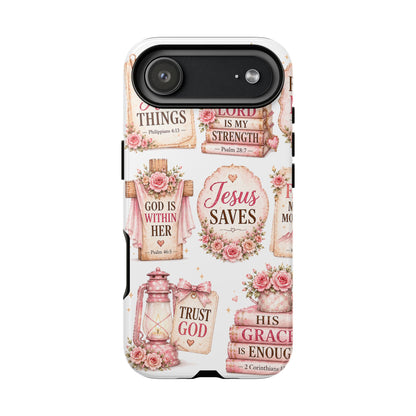 Faith Phone Case — 'Jesus Saves' Floral Christian Scripture iPhone Case