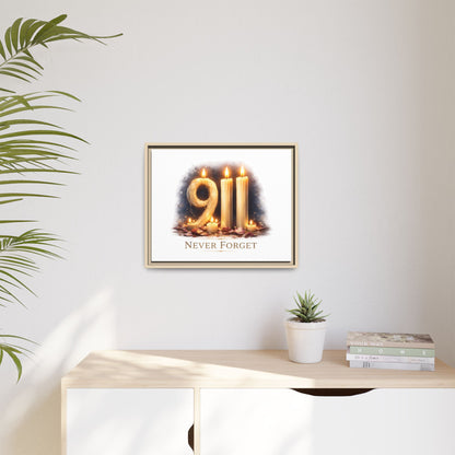 9/11 Never Forget Framed Canvas Print