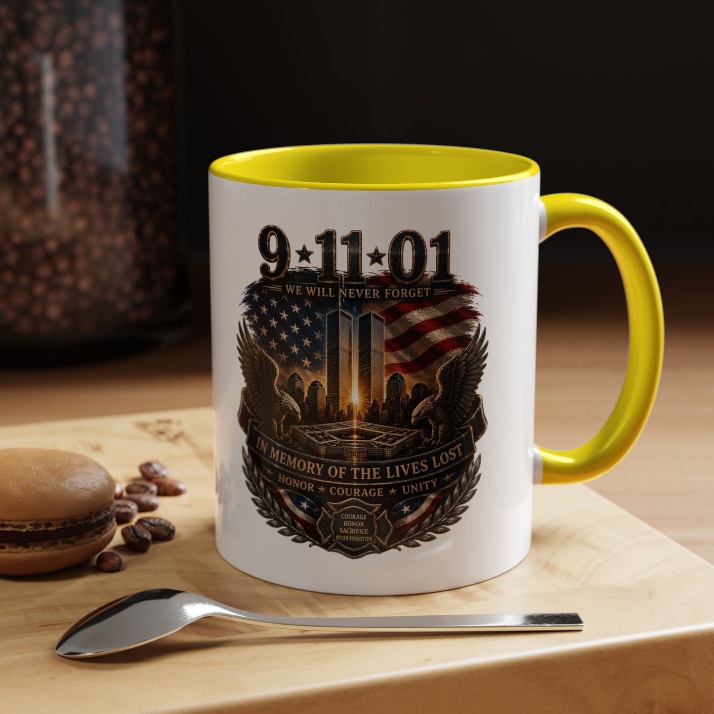 9·11 Memorial Coffee Mug — Never Forget Tribute Accent Mug (11/15oz)