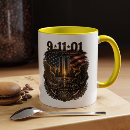 9·11 Memorial Coffee Mug — Never Forget Tribute Accent Mug (11/15oz)