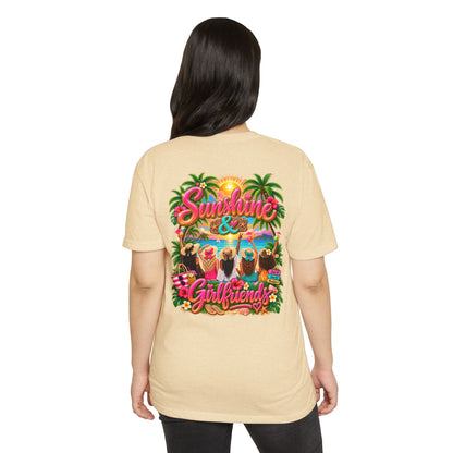Sunshine & Girlfriends Beach T-Shirt — Tropical Vacation Tee for Friends