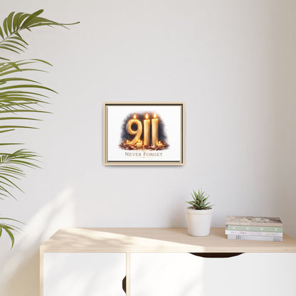 9/11 Never Forget Framed Canvas Print