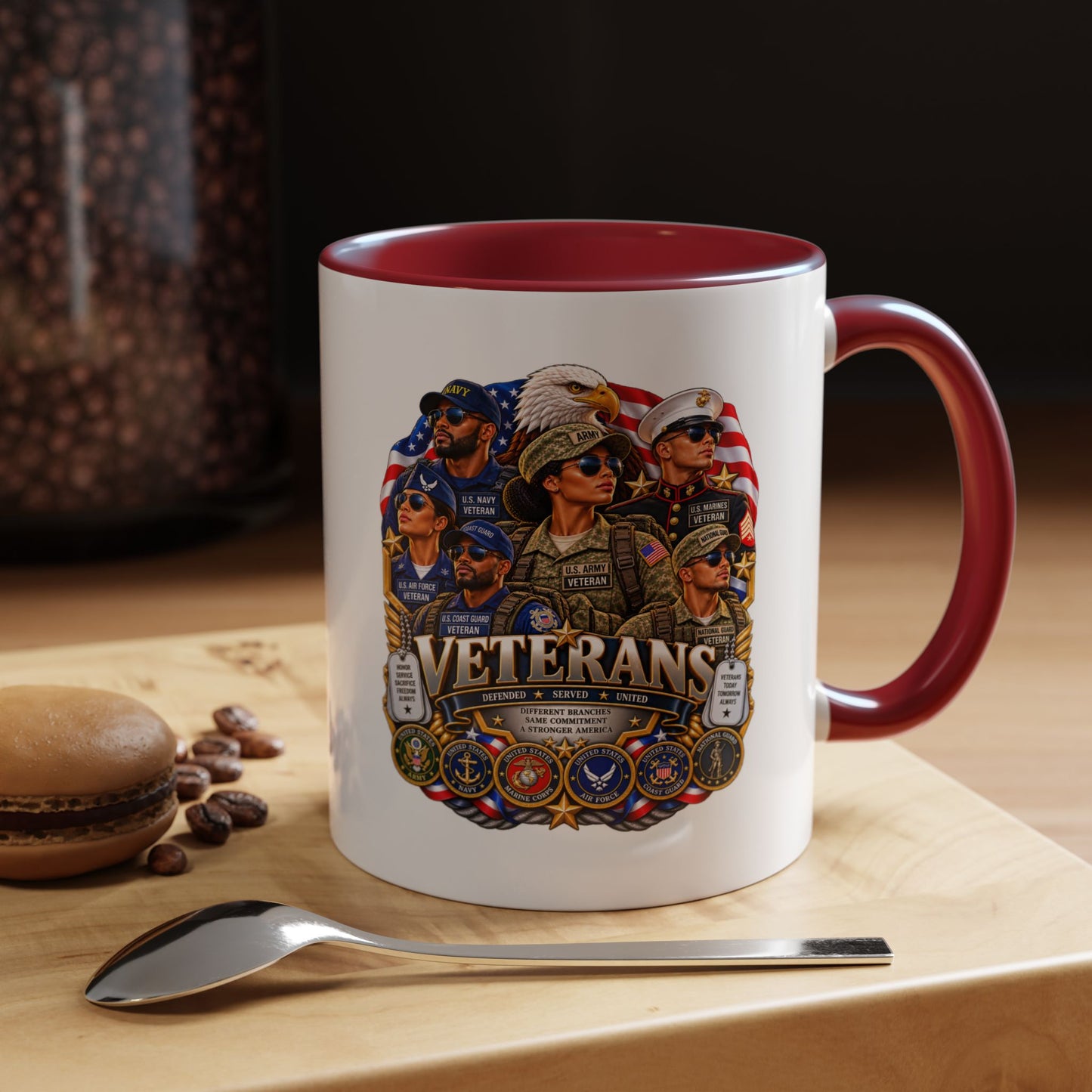 Veterans Tribute Accent Coffee Mug — Patriotic Military Veteran Gift (11/15oz)