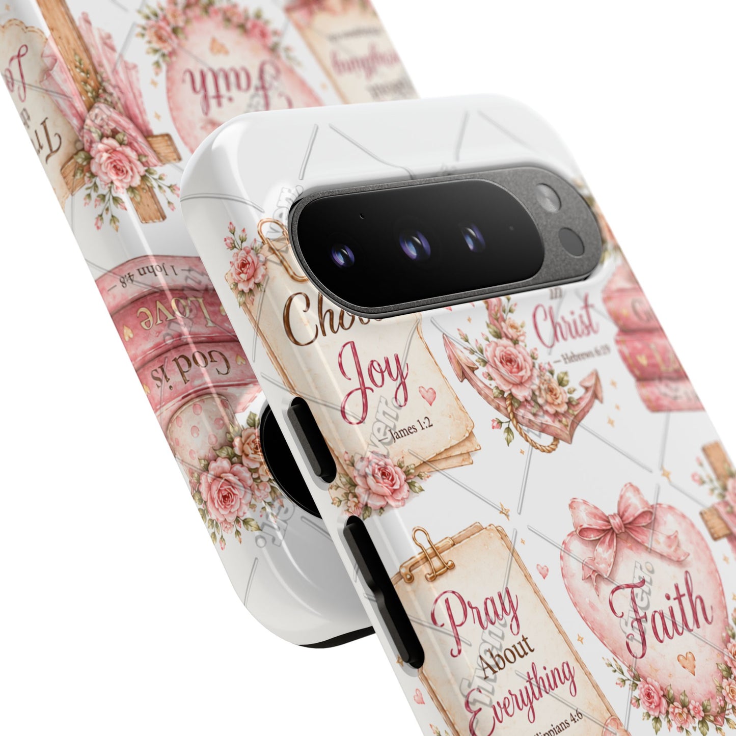 Faith Floral Phone Case – Christian Inspirational Scripture iPhone Cover (Choose Joy, Pray, Faith)