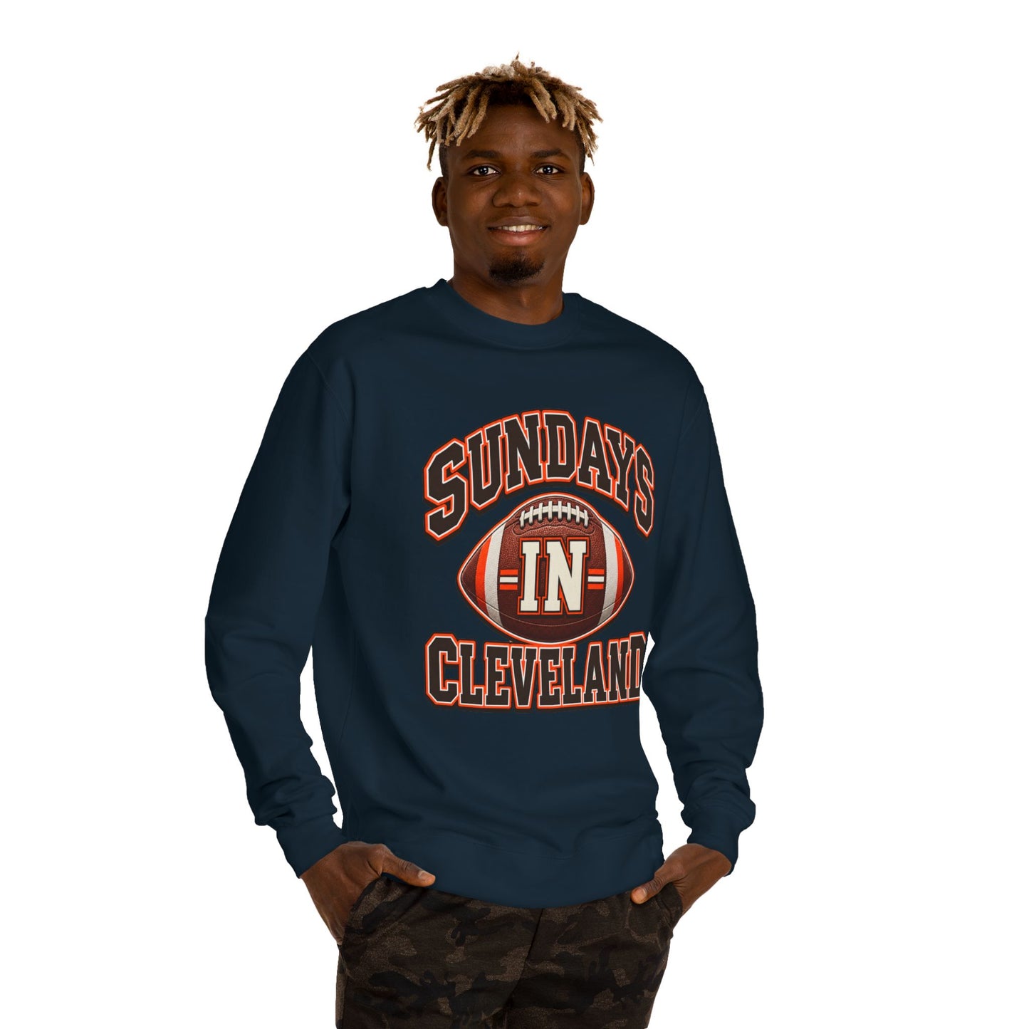 Sundays in Cleveland Football Crewneck Sweatshirt