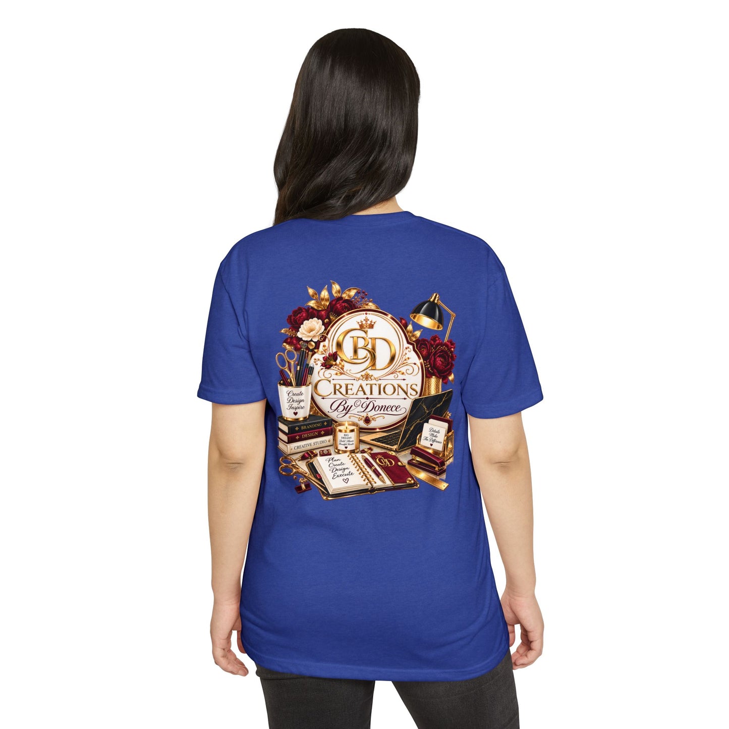 Creations by D’Donne Logo T‑Shirt — Vintage Book & Desk Design