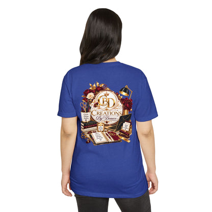 Creations by D’Donne Logo T‑Shirt — Vintage Book & Desk Design