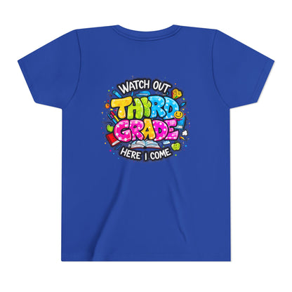 Third Grade Kids T‑Shirt — "Watch Out Third Grade Here I Come" Back-to-School Tee