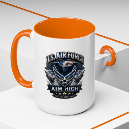 U.S. Air Force Accent Coffee Mug — Aim High Eagle Design (11/15 oz)