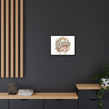 Framed Bride Canvas Wall Art — Elegant Bridal Crown & Floral Wedding Decor