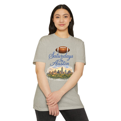 Saturdays in Austin Football T-Shirt — Austin Skyline Game Day Tee