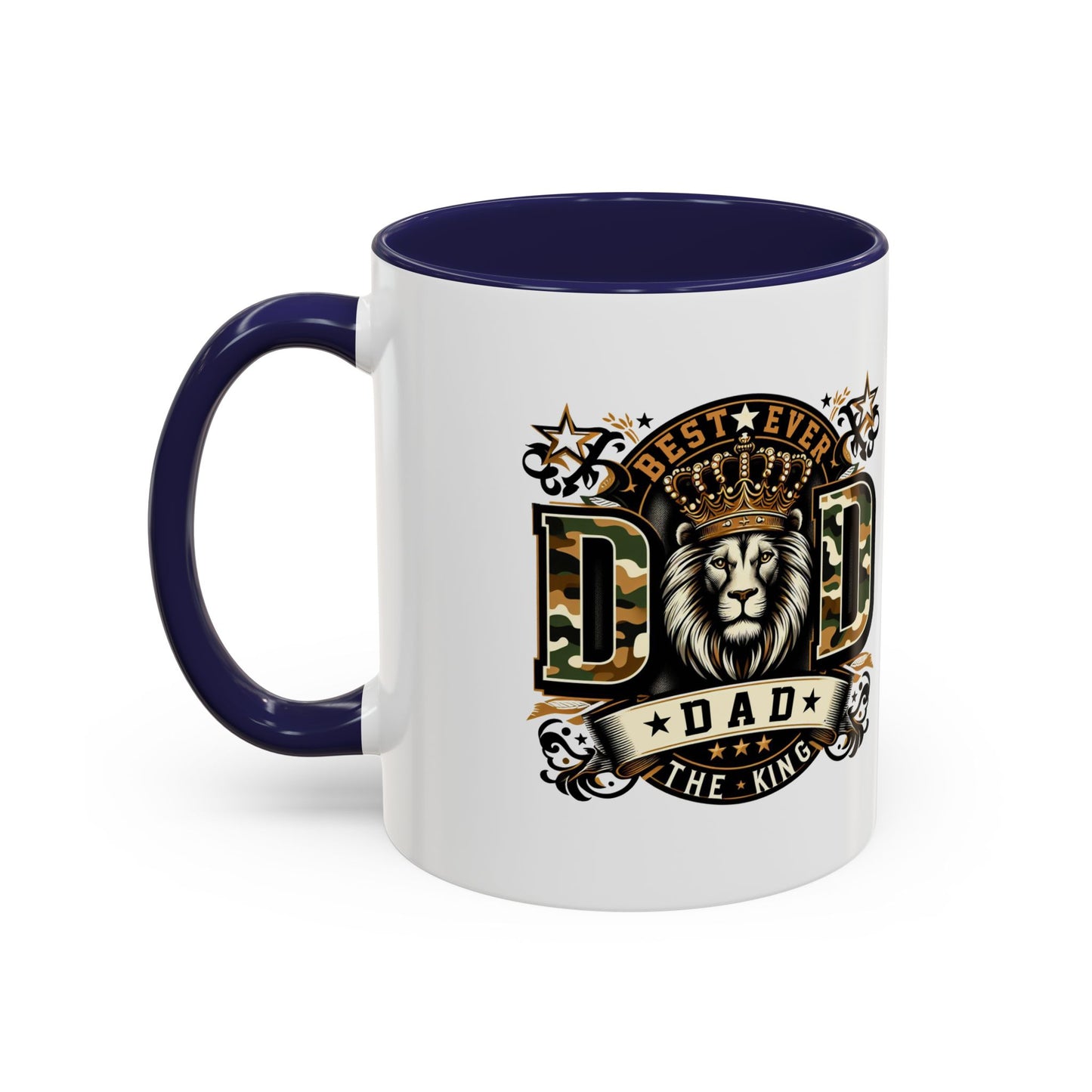 Dad Coffee Mug — "Best Ever Dad" Lion Crest Accent Mug (11/15oz)