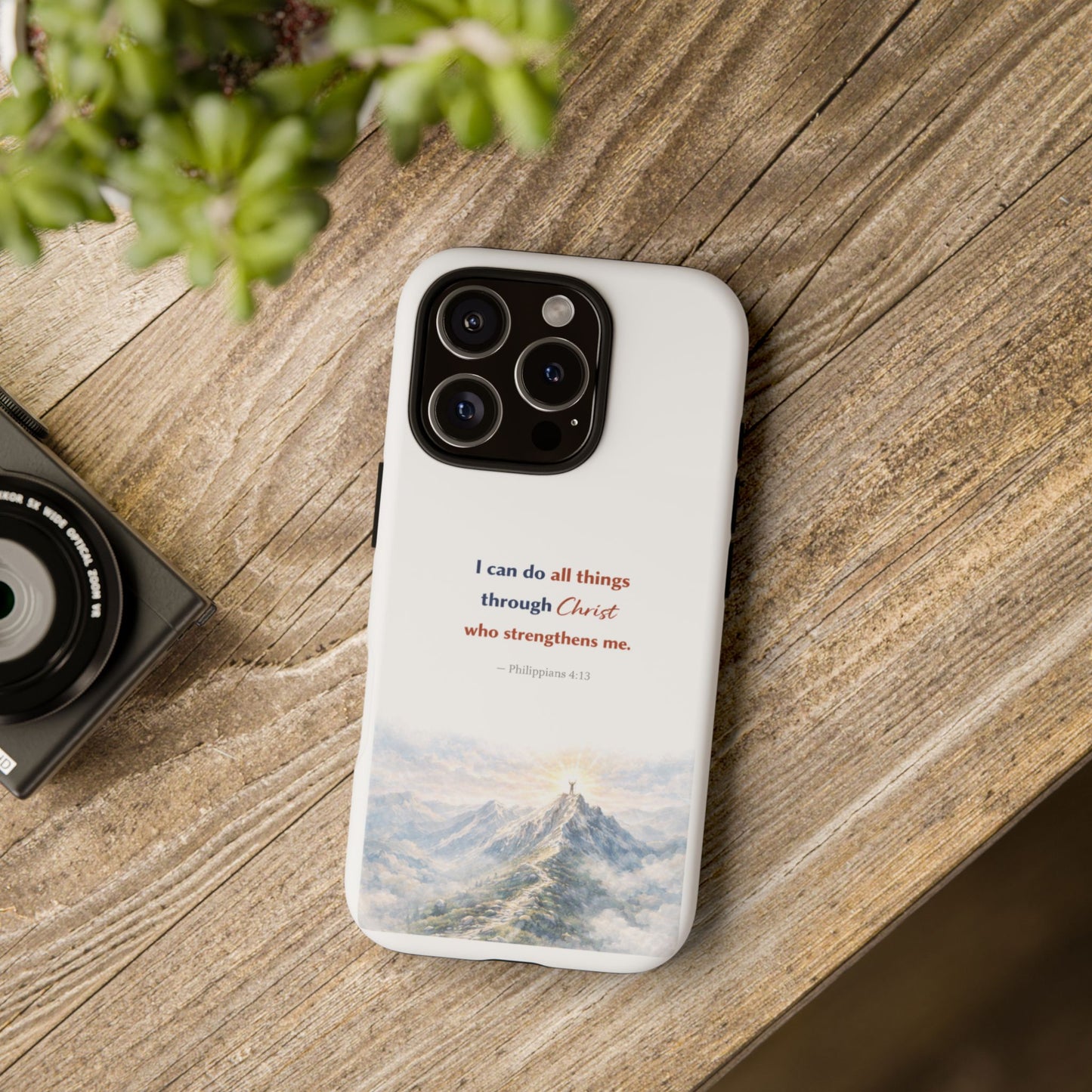 Christian Phone Case – “I Can Do All Things Through Christ” Inspirational Tough Case