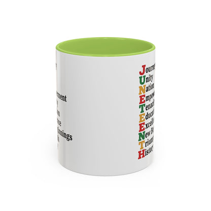 Juneteenth Acronym Accent Coffee Mug – Journey Unity Nation Empowerment (11/15oz)