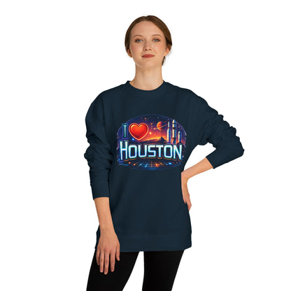 I Heart Houston Crewneck Sweatshirt — Retro Space City Graphic