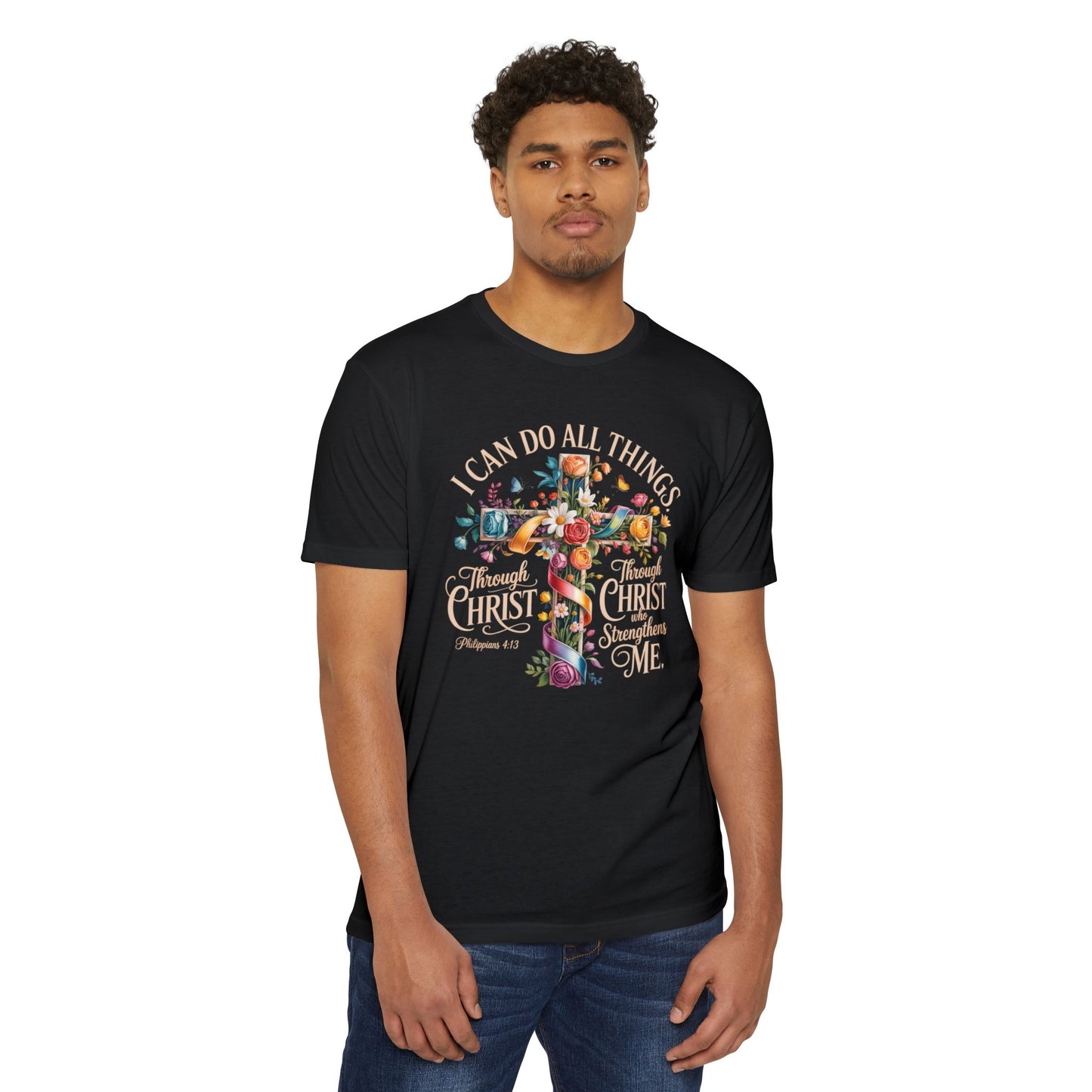 Christian Cross T‑Shirt — “I Can Do All Things Through Christ” Inspirational Tee