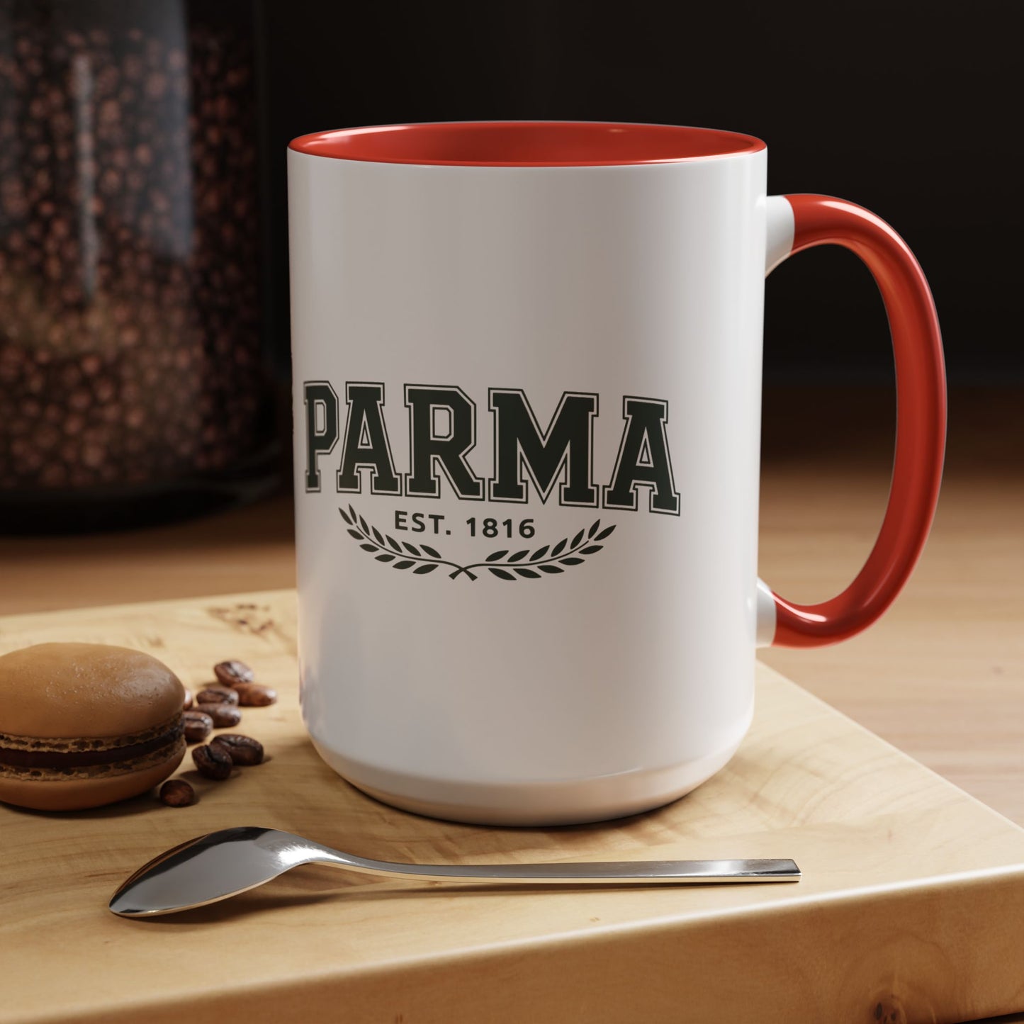 Parma Established 1816 Accent Coffee Mug — Vintage Collegiate Ceramic Coffee Cup