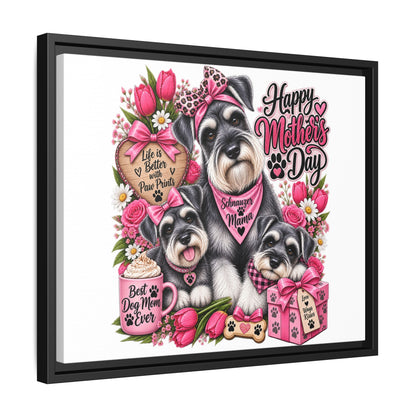 Happy Mother’s Day Schnauzer Canvas — Framed Matte Wall Art