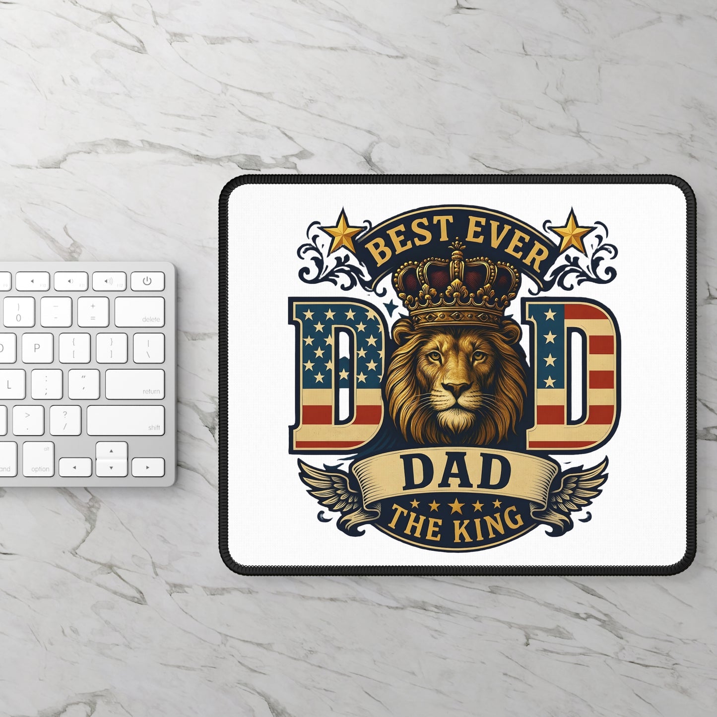 Dad The King Lion Gaming Mouse Pad — “Best Ever Dad” Patriotic Father’s Day Gift