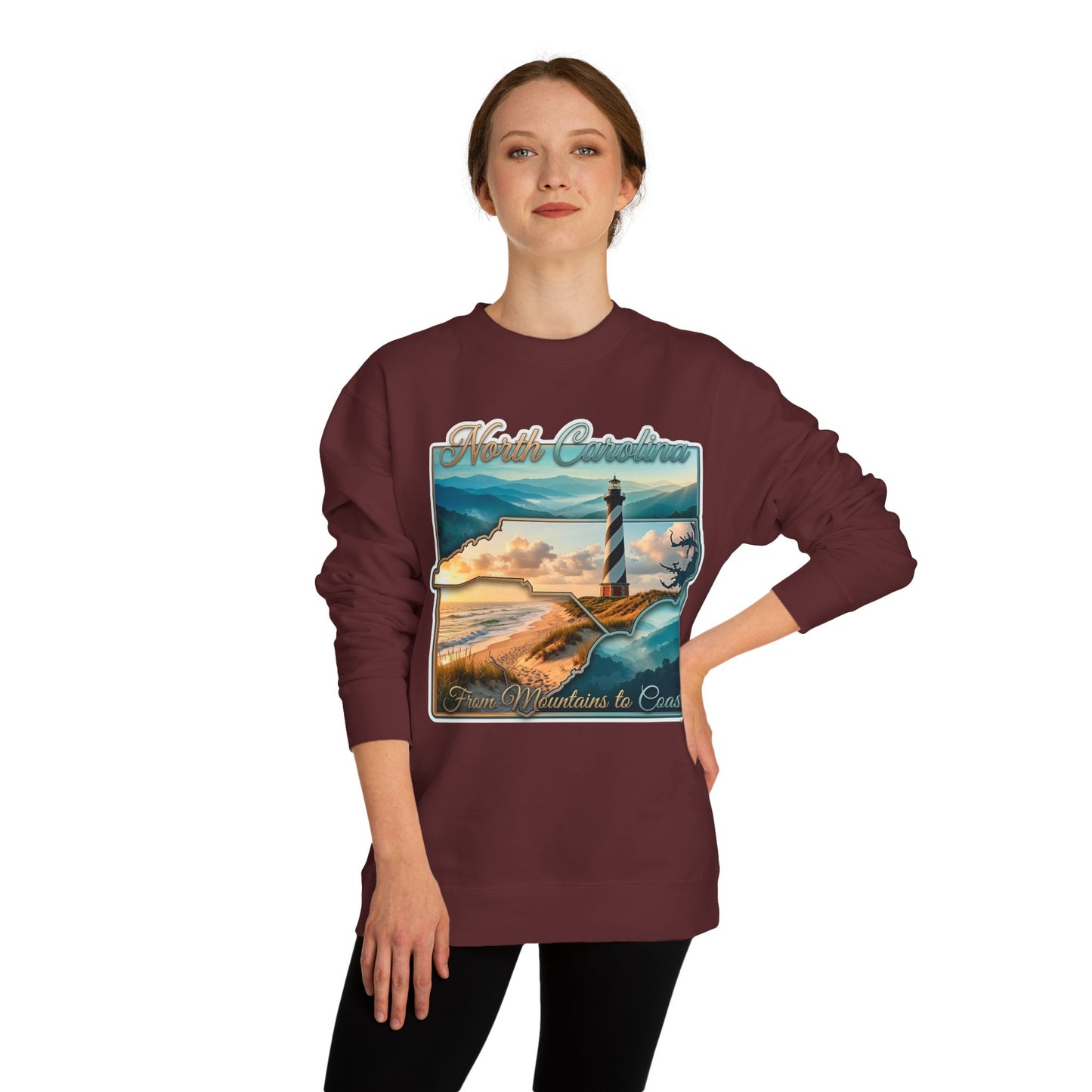 North Carolina Lighthouse Sweatshirt — From Mountains to Coast Scenic Crewneck