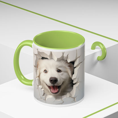 Smiling Dog Breaking Wall Accent Coffee Mug (11/15oz)