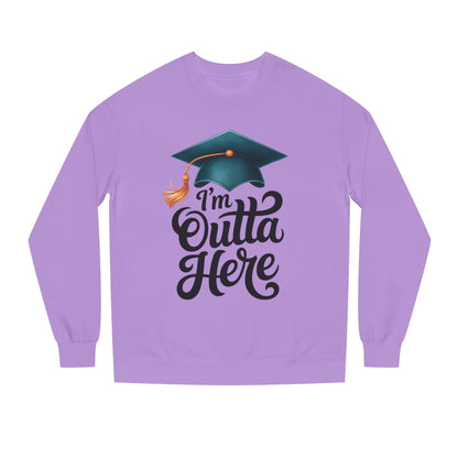 Graduation Crewneck Sweatshirt – “I’m Outta Here” Cap & Tassel Design