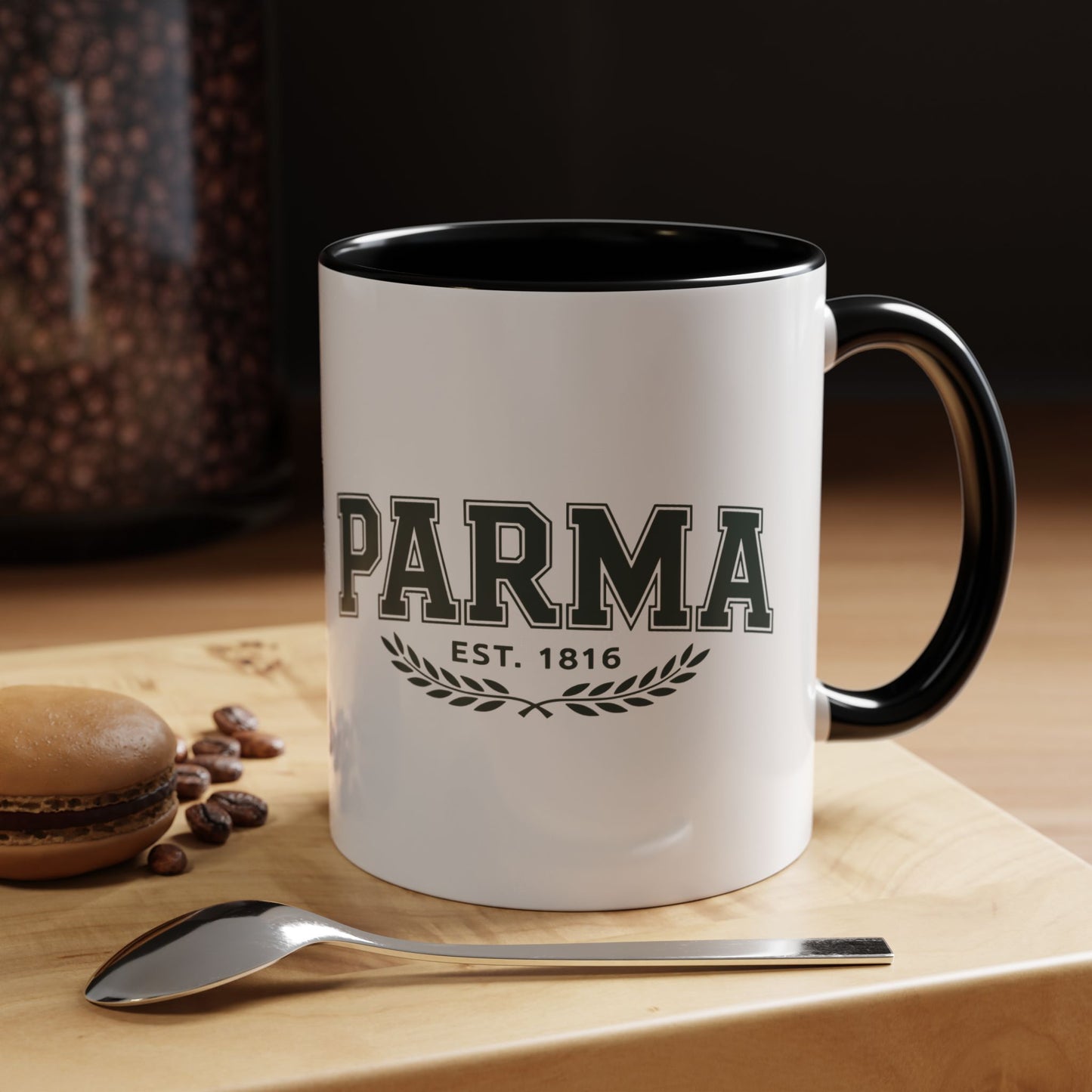 Parma Established 1816 Accent Coffee Mug — Vintage Collegiate Ceramic Coffee Cup