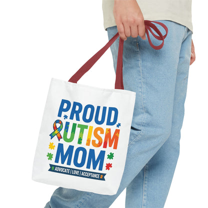 Proud Autism Mom Tote Bag — Advocate • Love • Acceptance Canvas Tote