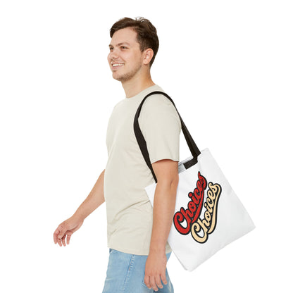 Choices Retro Script Tote Bag — Vintage Two-Tone Typography Canvas Tote