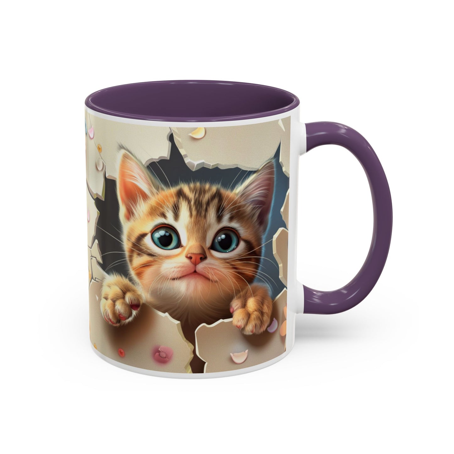 Cute Peekaboo Kitten Accent Coffee Mug — Cat Lover Gift (11/15oz)
