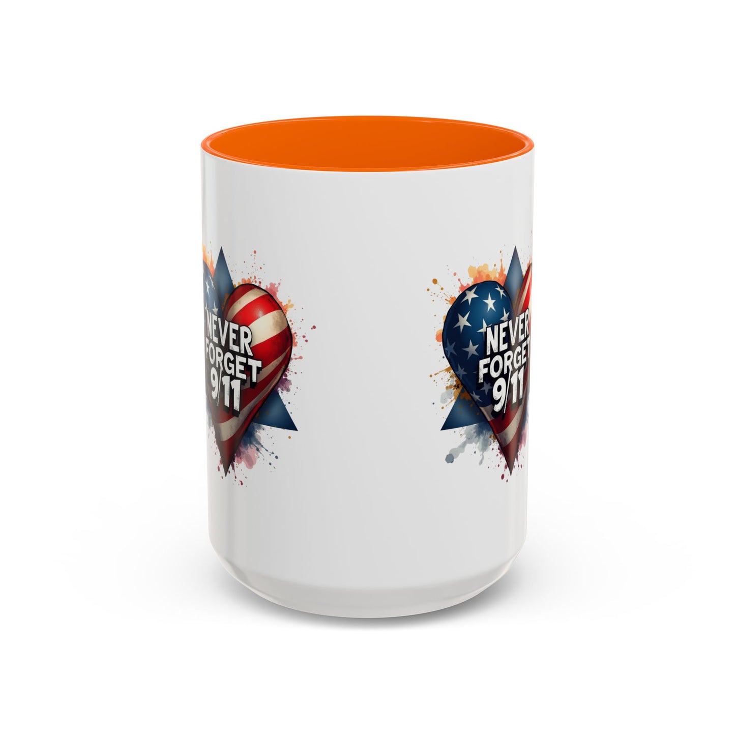 Never Forget 9/11 Heart Accent Coffee Mug – Patriotic Memorial 11/15oz
