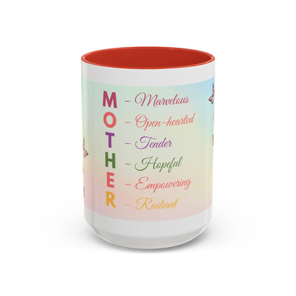 Mother Acronym Coffee Mug — Pastel Butterflies Mother Definition Gift (11/15oz)