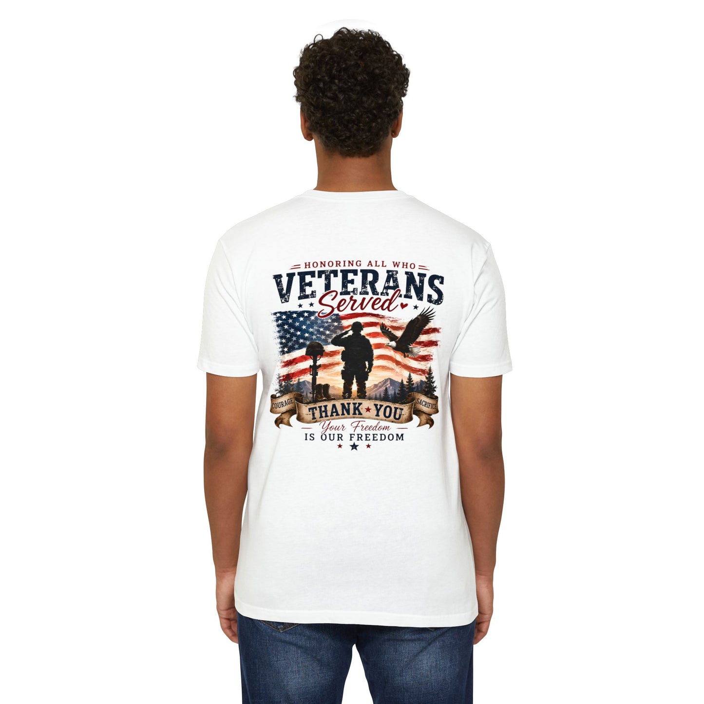 Veterans Served T‑Shirt — Honoring All Who Served, Thank You USA Flag Tribute