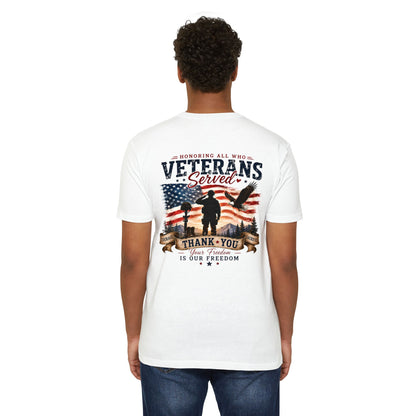 Veterans Served T‑Shirt — Honoring All Who Served, Thank You USA Flag Tribute