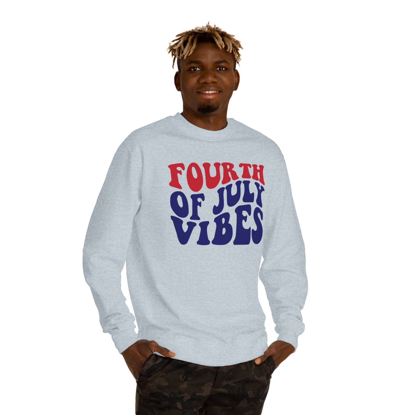Fourth of July Vibes Sweatshirt — Patriotic Red & Blue Holiday Crewneck