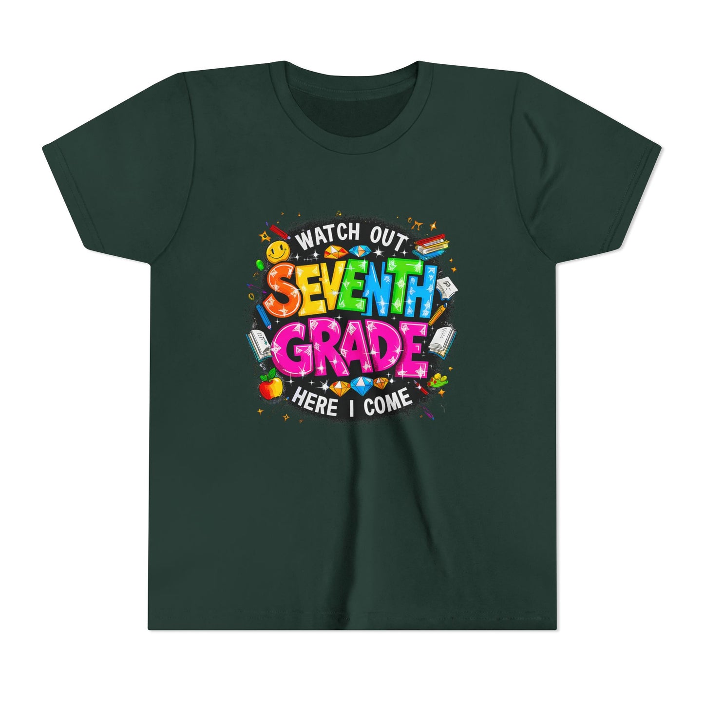 Seventh Grade Kids T-Shirt – “Watch Out Seventh Grade Here I Come” Back-to-School Tee
