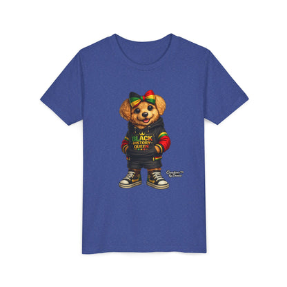Youth Tee — Black History Queen Bear Graphic T-Shirt