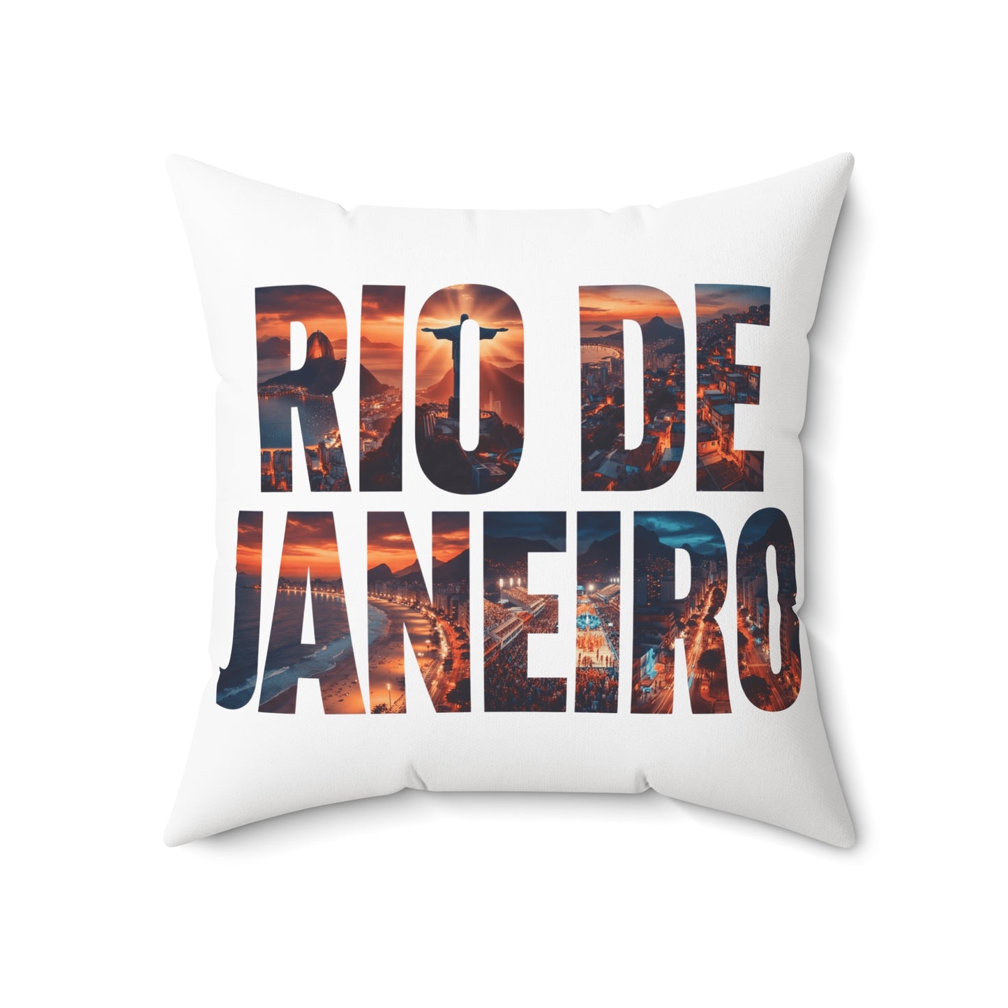 Rio de Janeiro Photo-Text Throw Pillow